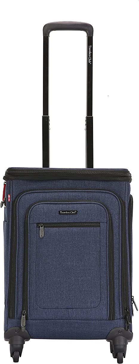 Travelers Club Luggage 20" Top Expandable Upright W/USB Port Connector, Blue Suitcase, 21" Carry-On,