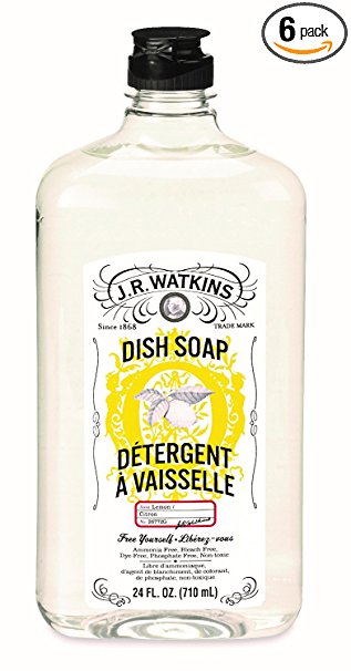 J.R. Watkins Liquid Dish Soap, Lemon, 24 ounce (Pack of 6)