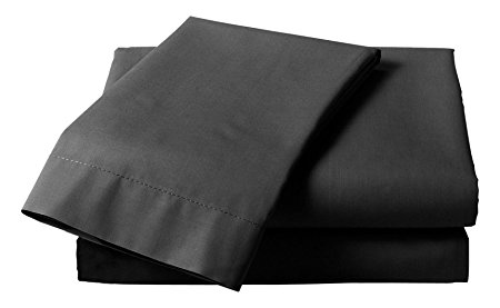Just Contempo Plain Percale Fitted Sheet, Double, Black