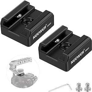 NEEWER 2 Pack Cold Shoe Mount Adapter with 1/4" Screws for Flash LED Light Monitor Microphone, Aluminum Shoe Mount with Anti Twist Pins Non Slip Pads Compatible with SmallRig Cage Top Handles, UA031