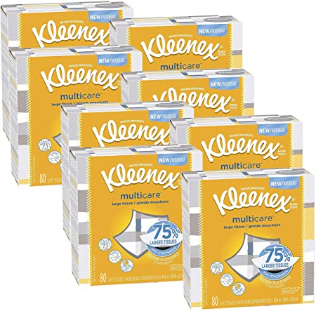 Kleenex Multicare Facial Tissues, 80 Tissues per Box, 8 Packs, 640 Count