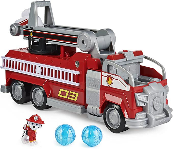 PAW Patrol, Marshall’s Transforming Movie City Fire Truck with Extending Ladder, Lights, Sounds and Action Figure, Kids Toys for Ages 3 and up