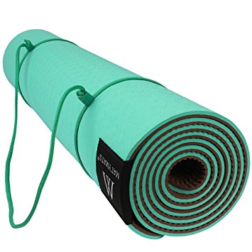 Goture Non Slip SGS Certified TPE Material Yoga Mat With Carry Strap - High Density Thick 1/4'' Durable Mat 72''24'' Eco Safe Non Toxic Pilates Mat