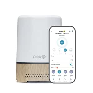 Safety 1st Smart Air Purifier, True HEPA Filter For Bedrooms & Baby Nursery's, App Controlled with iOS & Android, White