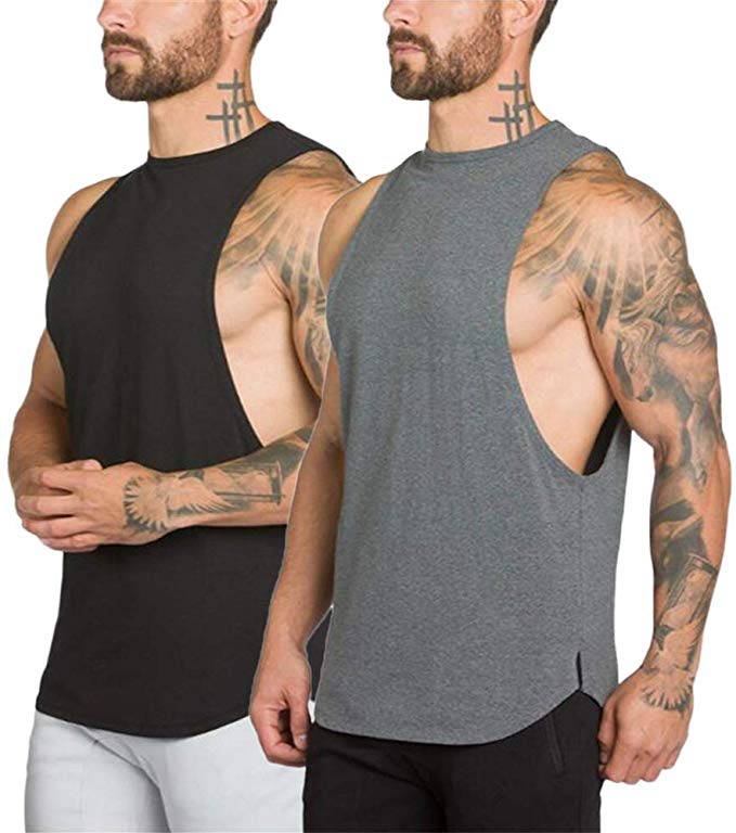 JoofEric Men's Muscle Cut Workout T-Shirt Fitness Gym Bodybuilding Tank Tops