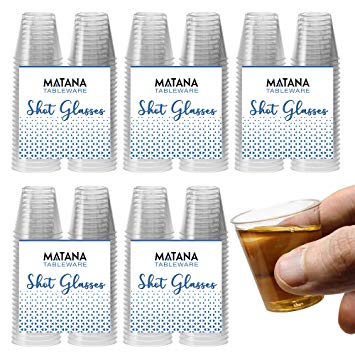 300 Crystal Clear Disposable Hard Plastic Shot Glasses (30ml) - Heavy Duty, Shatterproof & Reusable Shot Glasses - for Shots, Vodka Jelly, Weddings, Dinners, Bbq Party, Christmas - 100% Recyclable