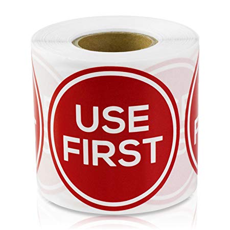 USE First 2" Round Inventory Control Food Rotation Labels Stickers (Red / 300 Labels per roll / 1 Rolls)