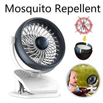 Rechargeable Battery Operated Fan Quiet Clip On Fan with Aroma Diffuser Function,USB Portable Desk Fan with 720°Adjustable Wind 4 Speed Personal Fan for Home,Traveling,Office,Baby Stroller White Black