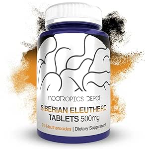 Nootropics Depot Siberian Eleuthero Tablets | 500mg | 180 Count | 2% Eleutherosides | Eleutherococcus senticosus | Endurance, Metabolic, & Memory Support