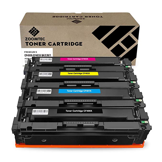 ZOOMTEC Compatible for HP 201X CF400X CF403X CF401X CF402X HP 201A Toner Cartridge Work for HP Colour LaserJet Pro MFP M277dw M252dw M252n M277n MFP M274n Printers(Black, Cyan, Yellow, Magenta, Pack of 4)