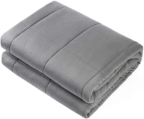 Weighted Blanket ， Cooling Weighted Blanket for Kids and Adult, Premium Cotton Weighted Blanket ， Enjoy Natural Deep Sleep100% Cotton Material with Glass Beads，Grey(41"x60", 10lbs)