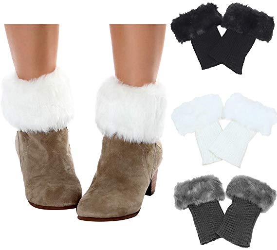 Faybox Boot Cuffs for Women Short Crochet Knitted Leg Warmers warm boot socks 1 to 8 Pairs