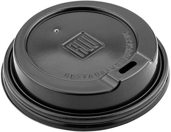 LIDS ONLY: 500-CT Disposable Black Lid for Coffee and Tea Cups - Fits 8, 12, 16, 20-OZ Cups: Perfect for Coffee Shops, Juice Shops, and Takeout - Recyclable Polystyrene Cup Lid - Restaurantware