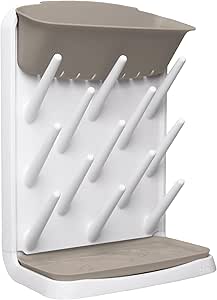 Ubbi Vertical Baby Bottle Drying Rack, Space Saving Countertop Drying Rack Baby Accessory, Taupe