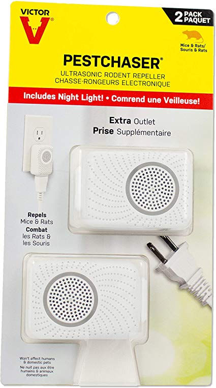 Victor CM752PS PestChaser Rodent Repellent with Nightlight & Extra Outlet - 2 Units
