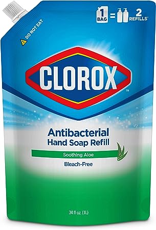 Clorox Antibacterial Liquid Hand Soap Refill, Soothing Aloe Scent | Liquid Hand Washing Soap Refill Washes Away Germs and Bacteria on Skin, 34 Oz Hand Soap