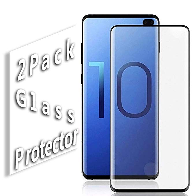 Galaxy S10 Plus Screen Protector,Updated Version-Zone Support Fingerprint Unlock [No Bubbles][Case Friendly] Tempered Glass Screen Protector Compatible with Samsung Galaxy S10 Plus(Black)