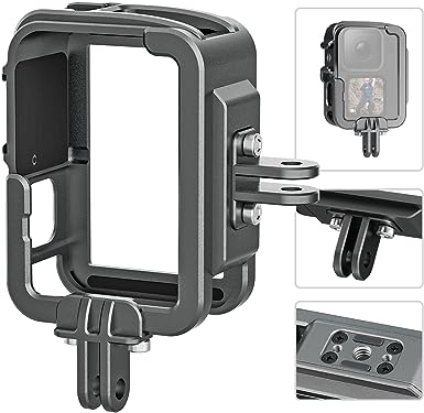 TELESIN Vertical Aluminum Cage Protective Case Frame Housing for GoPro Hero 11 10 9 Black, Fits Go Pro with ND CPL Lens Filter Max Lens on Camera, with Cold Shoe Connect to Video Light Microphone