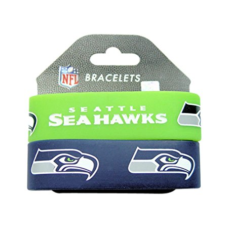 NFL Seattle Seahawks Elastic Rubber Wrist Band (Set of 2), One Size, Multicolor