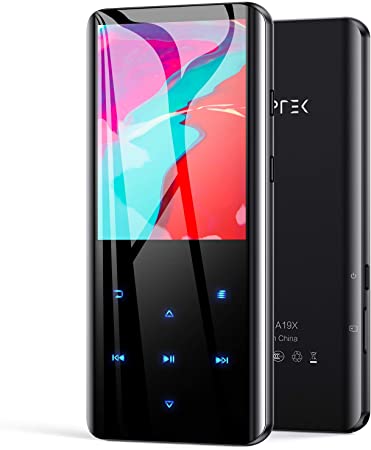 32GB MP3 Player with Bluetooth 5.0, AGPTEK 2.4" Curved Screen Music Player with Speaker HiFi Lossless Sound with FM Radio, Voice Recorder, Supports up to 128GB TF Card- Headphones Included,Black