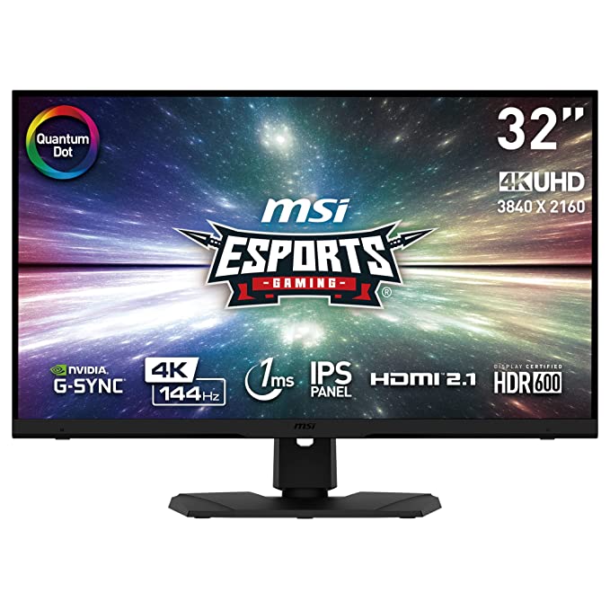 MSI Optix MPG321UR-QD 31.5 Inch (80.01 CM), 3840 x 2160, 4K UHD, Gaming LCD, Monitor - Quantum Dot, IPS, 144Hz, KVM, USB, DP, HDMI, G-Sync, Gaming Intelligence, Black