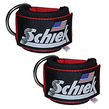 Schiek Sports 1700 Neoprene Padded Nylon Ankle Straps (Pair) - USA-Made Cable Attachment Ankle Cuffs with Hook and Loop Closure