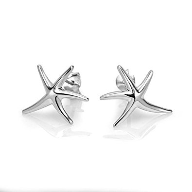 925 Sterling Silver Starfish 18 mm Post Stud Earrings