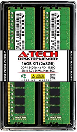 A-Tech 16GB (2x8GB) DDR4 2400MHz DIMM PC4-19200 UDIMM Non-ECC 2Rx8 1.2V CL17 288-Pin Desktop Computer RAM Memory Upgrade Kit