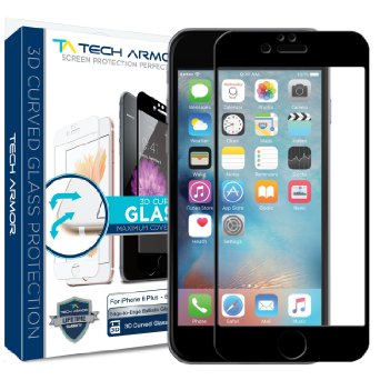 iPhone 6 Plus  6S Plus Screen Protector Tech Armor Apple iPhone 6 Plus 55 inch ONLY 3D Curved Edge to Edge HD Clear Ballistic Glass Black Maximum Protection