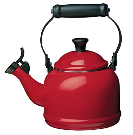 Le Creuset Enamel-on-Steel Demi 1-1/4-Quart Teakettle, Cerise (Cherry Red)