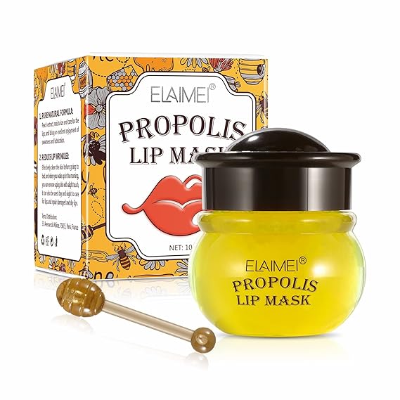 WEIDA SIGN 2Pcs Lip Mask,Bee Balm Lip Balm Honey Pot,Propolis Moisturizing Honey Lip Mask Lip Balm,Fade Lip Lines,Hydrating &Prevention Dry and Crack Lip Scrubs Exfoliator