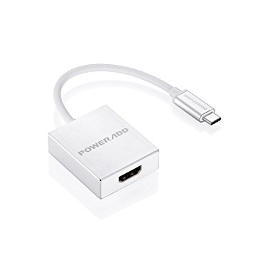 USB Type C, Poweradd USB 3.1 Type C to HDMI Adapter with 4K UHD Resolution Supported & Better Heat Dissipation Aluminum Case for USB-C Devices - Silver