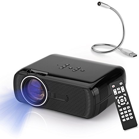 Mini Projector, YOKKAO LED Portable 1000 Lumens 800x480p Home Theater Cinema Support HDMI/AV/VGA/TV/USB/SD Input with USB Lamp