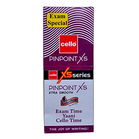 10 X Cello Pinpoint Fine Write Ball Point Pen Blue Ink 0.5 Mm Tip