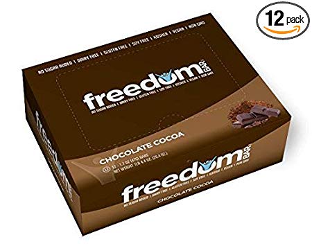 FREEDOM BAR Chocolate Cocoa - 12 Bars (1.7 OZ) 47 G Dairy Free, Gluten Free, Soy Free, Vegan, Non-Gmo, Kosher, Paleo