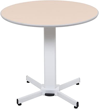 LUXOR LX-PNADJ-Round - Pneumatic Adjustable Round Pedestal Table, White, Medium