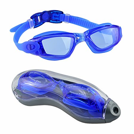 Swim Goggles, EveShine Unisex Clear Swimming Goggles - No Leaking, UV Protection, Anti-Fog Sport Racing Goggles for Adult Junior Youth Kids - Blue