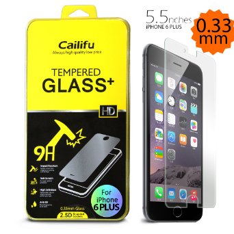 iPhone 6 plus 55 inch screen protector Cailifu Tempered Glass Highest Quality Premium High Definition Ultra Clear Screen protector with Lifetime Replacement Warranty 1-Pack - Retail Packaging 2014 033mm26D Rounded Edges