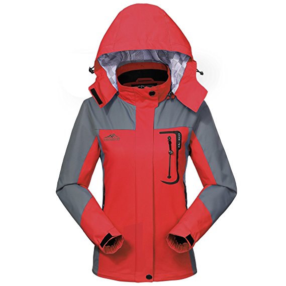 Waterproof Ski Jacket Rain coats for Women -GIVBRO Outdoor Hooded Softshell Camping Hiking Mountaineer Travel Windproof Jackets