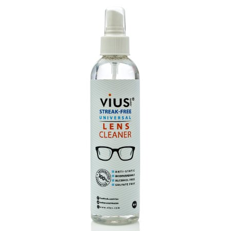 vius® Lens Cleaner 8oz for Eyeglasses, Cameras, and Other Lenses - Great Clarity Quickly Removes Fingerprints Dust Oil