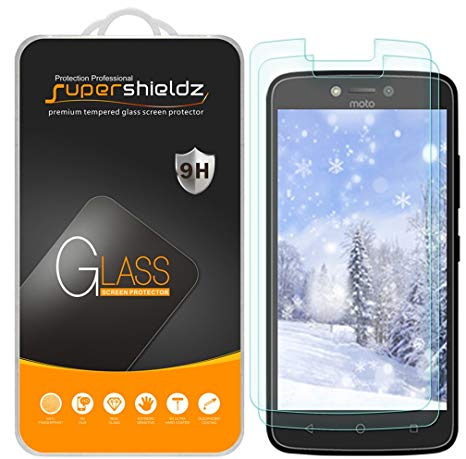 [2-Pack] Supershieldz for Motorola Moto C Tempered Glass Screen Protector, Anti-Scratch, Anti-Fingerprint, Bubble Free, Lifetime Replacement Warranty