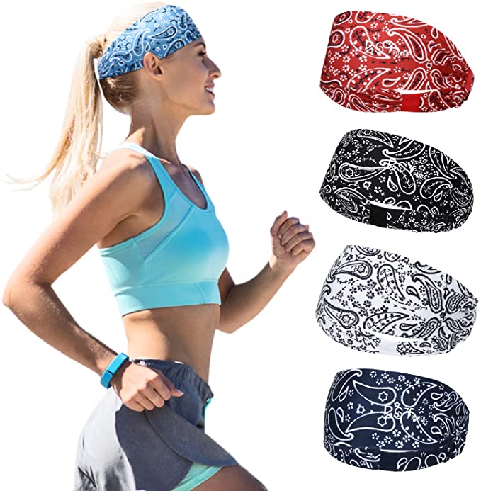 BSTPOWER Sweatbands Sports Headbands Wicking Stretchy Head Wrap Ideal for Yoga/Cycling/Running/Fitness Exercise Head Scarf Pullover for Women and Men…