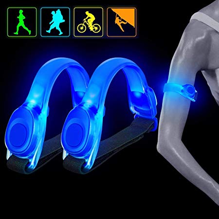 WenderGo 2 Pack LED Armband,LED Safety Flashing Lights High Visibility Elastic Arm Bands Sports LED Bracelet for Running Jogging Walking Bicycle Kids Dog Pet Runner