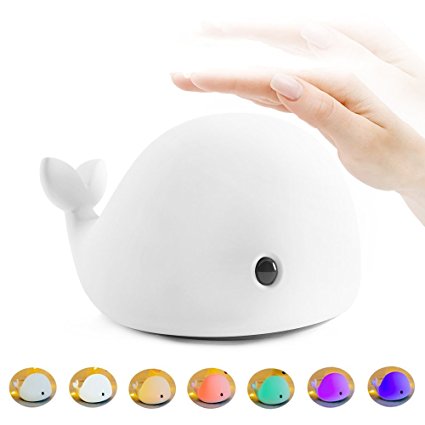 Anpress Cute Dolphin Design Silicone Colorful Night Light USB Rechargeable Sensitive Tap Control Bedroom Light with 3 Lighting Modes for Baby Room, Bedroom, Nursery, Outdoors