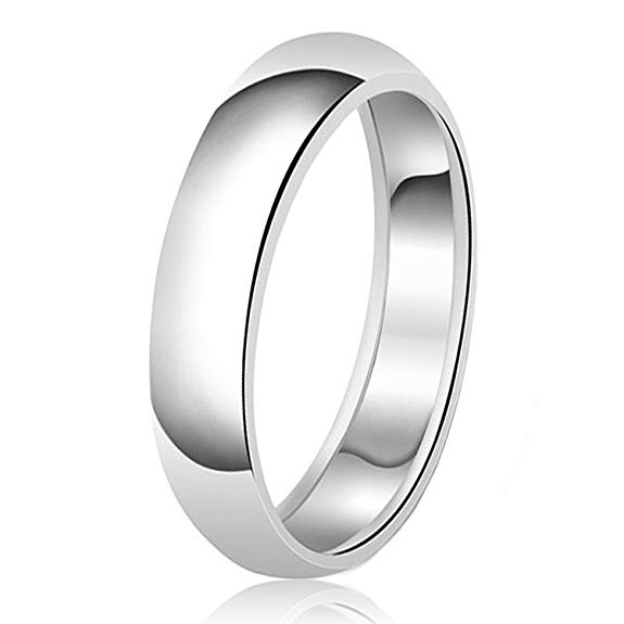 TIONEER 925 Sterling Silver High Polish Tarnish Resistant Comfort Fit Ring, Plain Dome Wedding Band 3mm to 8mm