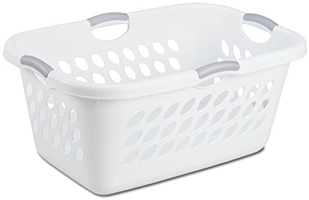 Sterilite 12158006 Ultra Laundry Basket, White with Titanium Handles