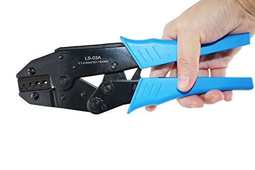 knoweasy Ratchet Crimping Tool for Open Barrel terminals 0.1-2.5mm2 Non-Insulated Open Plug terminals 27-13AWG Crimp Tool/plier
