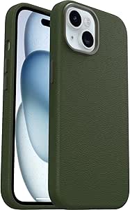 OtterBox Symmetry Series Cactus Leather MagSafe Case for iPhone 15, Shockproof, Drop proof, Protective Thin Case, 3X Tested to Military Standard, Green