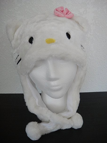 White Kitty Aviator Plush Hat