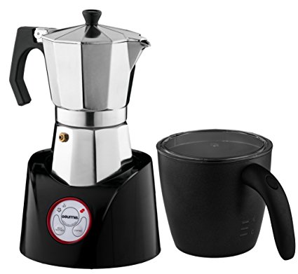 Gourmia GMF255 Espresso Coffee Pot & Milk Frother Combo, 2 in 1 Coffee Station With Interchangeable Base